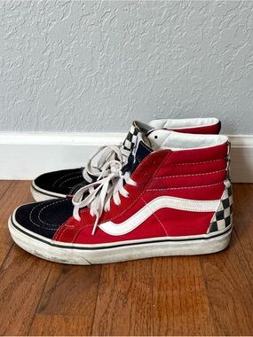 Vans Off The Wall Sneakers Skate Shoes High Top Women’s Size 10 Red Blue